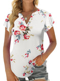 LadyCharm V Neck Ruffle Short Sleeve Tops