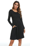 Long Sleeve Flowy Pleated Dresses with Pockets