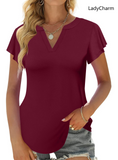 LadyCharm V Neck Ruffle Short Sleeve Tops